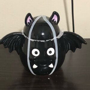 Halloween Jack O' Lantern Lane Bat Cookie Jar, Black/White , Hand Wash Only